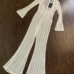 PrettyLittleThing White Lace Jumpsuit